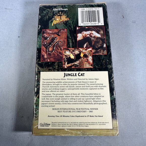 Walt Disney True Life Adventures Jungle Cat VHS Documentary 69 Minutes Not Rated - Picture 2 of 3